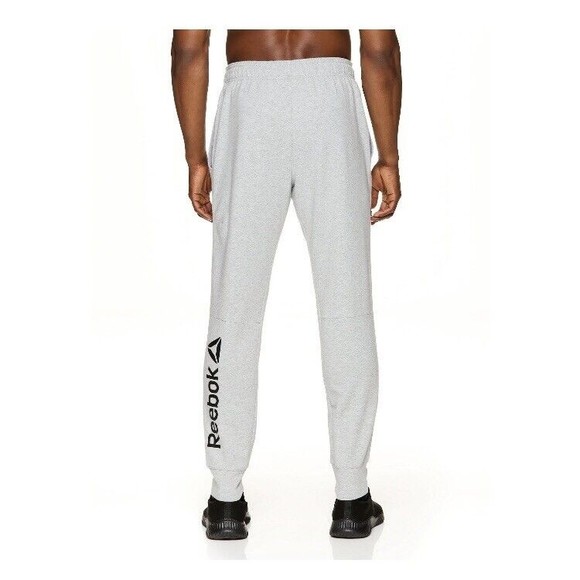Reebok Men Pants 3XL Slim Gray Jogger Athlete Lounge Zip Pockets Small Logo NEW - Picture 3 of 9